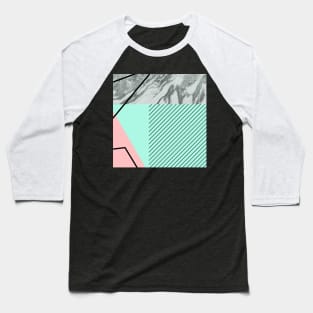 Grey marble green pink background Baseball T-Shirt